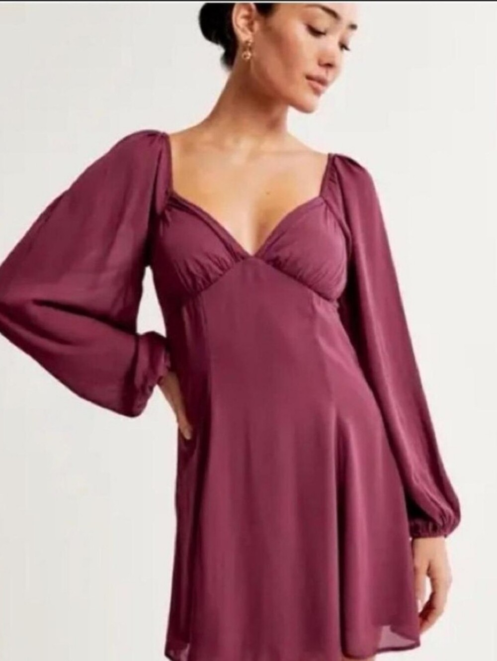 Abercrombie and Fitch plum long sleeve Mini dress Size Large